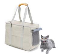 PJDDP Dog Carrier, Pet Carrier Tote with Pockets, Breathable Soft-Sided Pet Bag with Safety Tether Strap for Shopping Travel, Pet Carrier Purse for Small Medium Dog Cat,Beige
