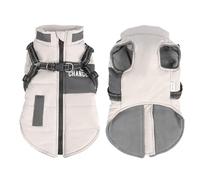 PJDDP Dog Coats Watertight, Dog Winter Jacket, Reflective Pet Cold Weather Vest, Windproof Snowy Snowsuit Clothes with Zipper Closure And D Ring for Small Dogs,Beige,3XL