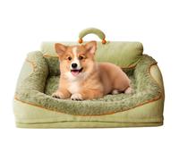 PJDDP Dog Couch Bed, Fluffy Plush Dog Sofa with Removable Washable Cover, Dogs Bed, Cat Couch with Watertight Lining And Non-Slip Bottom,Green,M