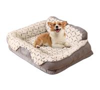 PJDDP Dog Couch, Calming Dog Bed with Removable Washable Cover, Pet Bed with Egg Crate Foam, Cat Sofa with Nonskid Bottom for Small Dogs And Cats,Gray,M