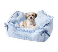 PJDDP Dog Couch, Fluffy Dog Bed, Cat Couch, Pet Sofa with Removable Washable Cover, Dogs Sofa Bed with Anti-Slip Bottom And Watertight Lining,Blue,M