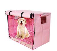 PJDDP Dog Crate Cover for Wire Crates,Fits Most Dog Crates,Windproof Water-Resistant Oxford Pet Kennel Covers, Provided for Wire Crate Indoor Outdoor Protection,Easy To Put On, Take Off,Pink,M