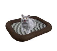 PJDDP Dog Crate Mat, Soft Dog Cushion, Calming Dogs Bed, Cat Mat with Washable Removable Cover And Non-Slip Bottom for Small To Large Dogs,Striped Caramel Brown,XL
