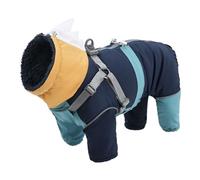 PJDDP Dog Full Body Winter Coat, Warm Fleece Dog Jacket with Harness Built In, Windproof Dogs Pullover Jumpsuit, Reflective Dogs Jackets for Teddy, French Bulldog, Golden Retriever,Blue,XL