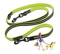 PJDDP Dog Lead Hands Free Dog Leash,Double Ended Dog Training Lead, Multifunctional Strong Nylon Reflective Rope for Running Walking Hiking Biking for Large Dogs Or Medium Dogs,Green,L