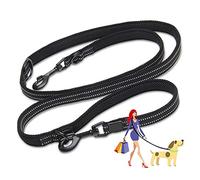 PJDDP Dog Lead Hands Free Dog Leash,Double Ended Dog Training Lead, Multifunctional Strong Nylon Reflective Rope for Running Walking Hiking Biking for Large Dogs Or Medium Dogs,Black,S