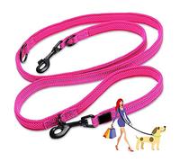 PJDDP Dog Lead Hands Free Dog Leash,Double Ended Dog Training Lead, Multifunctional Strong Nylon Reflective Rope for Running Walking Hiking Biking for Large Dogs Or Medium Dogs,Pink,S