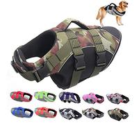 PJDDP Dog Life Jacket, Ripstop Life Vest, Pet Floatation Vest Saver Safety Swimsuit Preserver with Rescue Handle Reflective Stripes for Small Medium Large Dogs for Pool, Beach, Boating,Camo 3,XL
