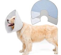 PJDDP Dog Recovery Elizabethan Collar, Cat Soft Comfy Adjustable Massage E-Collar, Protective Pet Cone Double Side for After Surgery Prevent Pets Anti-Bite/Lick for Cat, Dog, Rabbit,Gray,XL
