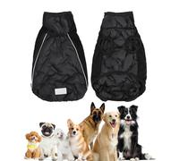 PJDDP Dog Winter Coat Puffer, Dog Winter Warm Waterproof Coat, Warm Dogs Jacket with Harness Hole And Reflective Tape for Poodle, French Bulldog, Labrador,Black,XXL