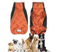 PJDDP Dog Winter Coat Puffer, Dog Winter Warm Waterproof Coat, Warm Dogs Jacket with Harness Hole And Reflective Tape for Poodle, French Bulldog, Labrador,Orange,XS