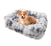 PJDDP Fluffy Dog Bed, Calming Dog Bed with Washable Removable Cover, Deluxe Plush Pet Beds Mat with Anti-Slip Bottom for Medium Small Dogs,blue,S