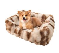 PJDDP Fluffy Dog Bed, Calming Dog Bed with Washable Removable Cover, Deluxe Plush Pet Beds Mat with Anti-Slip Bottom for Medium Small Dogs,Brown,S