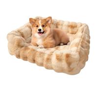 PJDDP Fluffy Dog Bed, Calming Dog Bed with Washable Removable Cover, Deluxe Plush Pet Beds Mat with Anti-Slip Bottom for Medium Small Dogs,camel,L