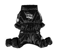 PJDDP Four Legged Warm Dog Jacket, Dog Winter Coat, Adjustable Warm Coats & Jackets for Dogs, Windproof Full Body Dog Snowsuit with Harness Hole for Small Dogs,Black,S
