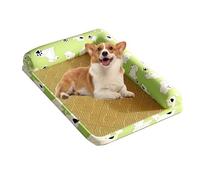 PJDDP Ice Rattan Cooling Bed for Dogs, Dog Cool Mat, Cooling Dog Bed, Summer Cooling Cat Mat with Removable Washable Cover, Perfect for Hot Summer Days,green,S