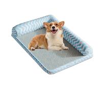 PJDDP Ice Rattan Cooling Bed for Dogs, Dog Cool Mat, Cooling Dog Bed, Summer Cooling Cat Mat with Removable Washable Cover, Perfect for Hot Summer Days,blue,L
