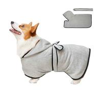 PJDDP Microfibre Dog Bathrobe Towel, Dog Robe for After Bath, Dog Towel for Pet Shower & Bath, Hooded Robe for Cats And Dogs of All Breeds, Absorbent Towel,Gray,M