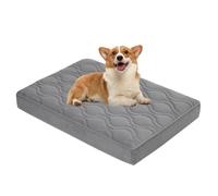 PJDDP Orthopedic Dog Beds for Crates, Flat Pet Bed with Egg-Crate Foam, Dog Mattress with Removable Washable Cover And Watertight Lining, Anti-Slip Dog Mat,gray,XL