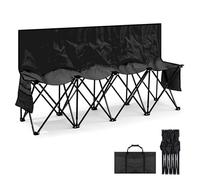 PJDDP Portable Folding Bench 4 Seater, Collapsible Soccer Bench with Carry Bag & Backrest, Steel Frame Spectator Chair Sideline Bench for Bleachers,Camping,Garden,Picnic,Party