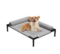 PJDDP Raised Dog Bed, Cooling Dog Bed, Cooling Breathable Elevated Pet Beds with Headrest, Teslin Mesh for Indoor And Outdoor for Small To Medium Dogs,Gray,M