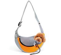 PJDDP Small Dog And Cat Sling Carrier Breathable Mesh Travelling Pet Puppy Hands-Free Sling Bag Front Pack Pouch Shoulder Bag for Cats Dogs Puppy Kitten Bunny Up To 13Lbs,Orange,S
