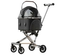 PJDDP Small Dog Strollers Foldable, Pet Stroller 3 in 1, Cat Stroller with Detachable Carrier, Storage Bag, Lightweight Aluminum Frame, One Click Folding,Black