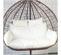 PJDDP Thicken Hanging Chair Cushion Double Removable Egg Nest Shaped Basket Cushion Replacement, Washable 2 Persons Seater Wicker Rattan Swing Seat Pads for Patio Garden,Beige
