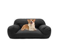 PJDDP Watertight Dog Sofa Bed, Fluffy Dog Bed, Calming Cat Sofa Bed with Removable Washable Zipper Cover And Non-Slip Base for Small To Large Dogs,Black,L