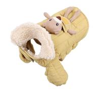 PJDDP Winter Dog Coat, Winter Dog Snowsuit, 2 Legs Covered Windproof Dogs Jacket for Small Dogs, Warm Pet Jacket, Pet Cold Weather Clothes with Leash Hole,Yellow,XS