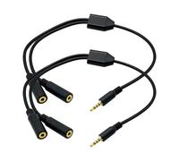 Pjeghbvop 2.5mm TRRS Music Cable with Dual Connector, Gold Connectors, Compact Design for Headsets, Microphones, Speaker Systems, Gold Plated TRRS Splitter