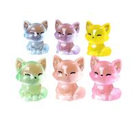 Pjeghbvop 6pcs Miniature Desktop Glowing In Dark Foxes Resins Figurines For Car And Home Desktop Landscaping Decoration Ornaments Home Decoration