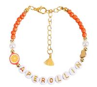Pjeghbvop Colourful Disc Beads and Letter Charm Bracelets, Adjustable Resin Jewellery, Wrist Jewellery for Women, Parties, Citrus Junos Beads, Letter Bracelets, one size, As described