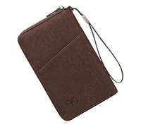 Pjeghbvop Compact PU Card Case with Zip and Spacious Block Compartments for Efficient Credit Cards and Driving Licence Management Blocking Passport Holder, coffee