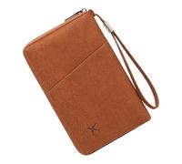 Pjeghbvop Compact PU Card Case with Zip and Spacious Block Compartments for Efficient Credit Cards and Driving Licence Management Blocking Passport Holder, brown