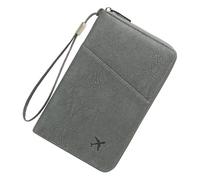 Pjeghbvop Compact PU Card Case with Zip and Spacious Block Compartments for Efficient Credit Cards and Driving Licence Management Blocking Passport Holder, gray