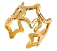 Pjeghbvop Five-pointed Star Cut-Out Design, Stainless Steel Rings, Pentagrams in Flexible Size, Stacking, Carry, Hollow Star Cut-Out, As described
