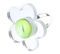 Pjeghbvop Glass Eyes Stone Blossom Flower Rings Elegant Flower Shapes Adjustable Promise Bands Accessories Birthday Gift for Parties and Dating