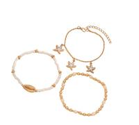 Pjeghbvop Multilayer Anklet with Glass Beads, Tropics, Shells, Starfish, Designs, Bohemian Foot Jewellery, Layer Bohemian Shell Anklet, one size, As described