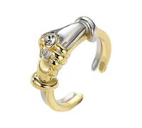 Pjeghbvop Open End Embraces Design Rings Gold Silver Blending Styles Unisex Comfort Wear Alloy Accessories for Anniversary Two-Tone Hug Handshake Rings, As described
