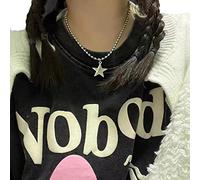 Pjeghbvop Self-Made Star Five-Pointed Necklace Simple Versatile Round Bead Chain Female Steel Color Retention