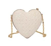 Pjeghbvop Shaped Dinner Bag Fashionable Single Shoulder Purse with Shimmering Embellishments, Suitable for Different Body Types, White