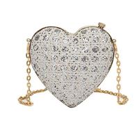 Pjeghbvop Shaped Dinner Bag Fashionable Single Shoulder Purse with Shimmering Embellishments, Suitable for Different Body Types, silver