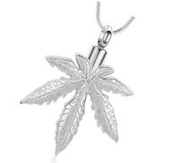 Pjeghbvop Stainless Steel Urn Pendant with Maple Leaf Design, Leak-proof Seal, Urn Necklace to Remember the Loss of a Pet