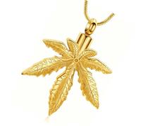 Pjeghbvop Stainless Steel Urn Pendant with Maple Leaf Design, Leak-proof Seal, Urn Necklace to Remember the Loss of a Pet