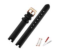 PJFSQAD 12mm 14mm Strap Fit For Guc Leather Watch Band YA141401 YA141505 Series Female Watchband Notch Bracelet Black Brown(Black rk,14mm)