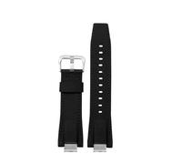 PJFSQAD 14mm Stainless Steel adapter Leather Watchband Fit For Casio For G-Shock GST-B400 men Watch Strap nylon Bracelet(Black -Silver)