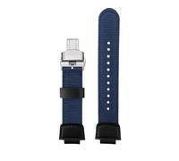 PJFSQAD 16m 18mm Convex Fit For casio men watch band AQ-S810W AEQ-110W MCW-200 sport Breathable nylon canvas strap Resin silicone(Blue silver Folding,For AQ-S810)