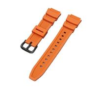 PJFSQAD 18mm Black Silicone Strap Fit For Casio AE-1000w AQ-S810W SGW-400H SGW-300H Rubber Watchband Pin Buckle Watch Wrist Bracelet(Orange Black buckle)