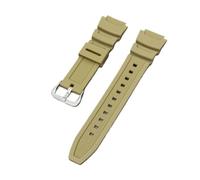 PJFSQAD 18mm Black Silicone Strap Fit For Casio AE-1000w AQ-S810W SGW-400H SGW-300H Rubber Watchband Pin Buckle Watch Wrist Bracelet(Beige Silver buckle)